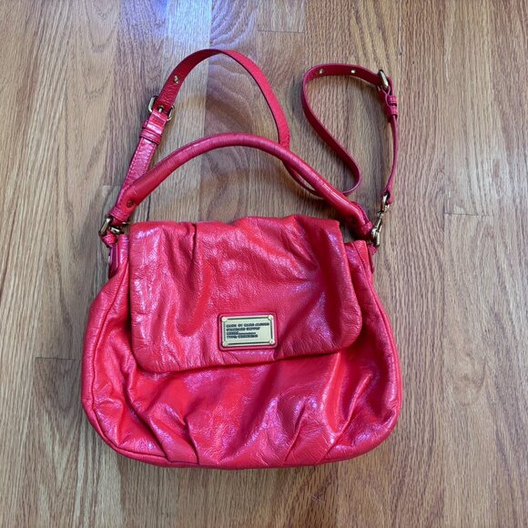 MARC BY MARC JACOBS Orange Leather Satchel Shiny Classic Q Lil Ukita - Picture 2 of 8